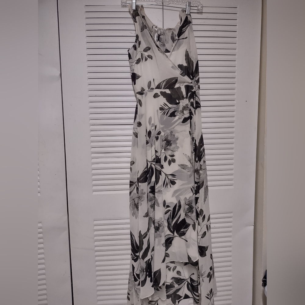 Calvin Klein White and Black Floral Maxi Dress